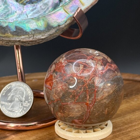 Money Agate Sphere Crystal Polished Crazy Lace Agate 138.91g 47.8mm - Picture 8 of 9